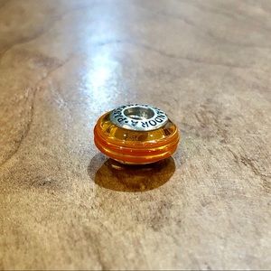 Pandora Orange with orange rings Glass Bead